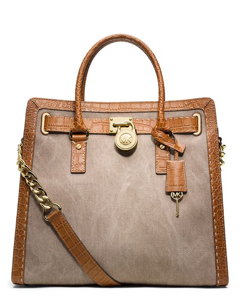 michael kors large hamilton north south canvas tote|Michael Kors Hamilton large satchel.